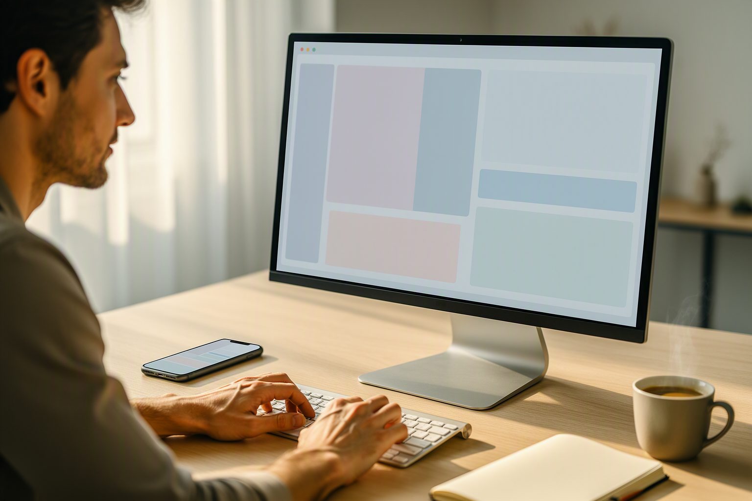 A web delivery lead checking a professional services website on desktop and phone