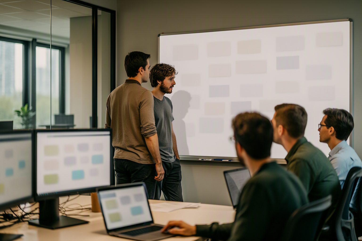 An automation team reviewing a build backlog