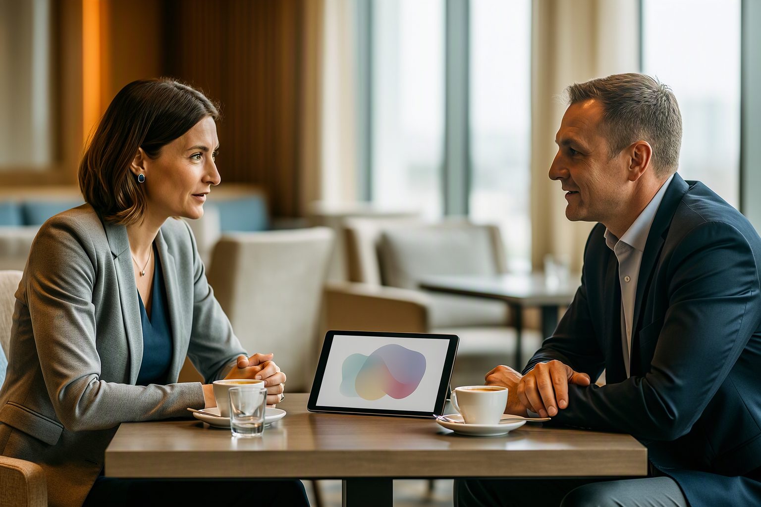 A training provider meeting a hotel group sponsor